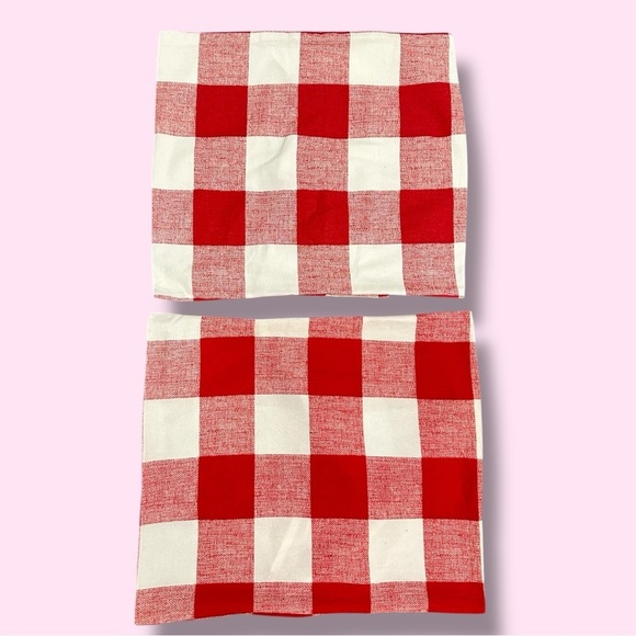 Set of 2 Red & White Buffalo Check Pillow Covers – 14” x 16.5 - Picture 2 of 6